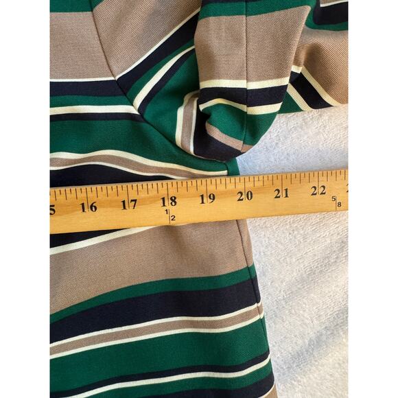 Talbots 10 Cropped Striped Jacket Blazer Work Career Office Navy Green Classy - Picture 6 of 9
